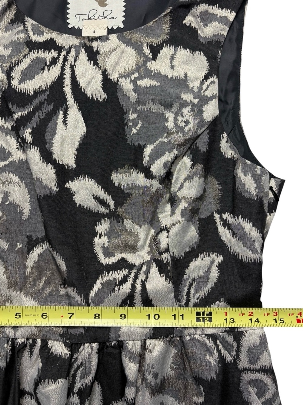 NWOT Anthropologie Tabitha Metallic Floral Jacquard Fit & Flare Mini Dress 4 - Picture 8 of 12